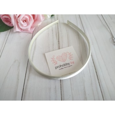 Ободок для волос, пластик в атласе, 1 см, цвет ваниль №53